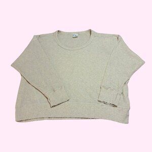 OFFLINE by Aerie Wow! Waffle Oversized Crewneck T-shirt, Cream, Size L